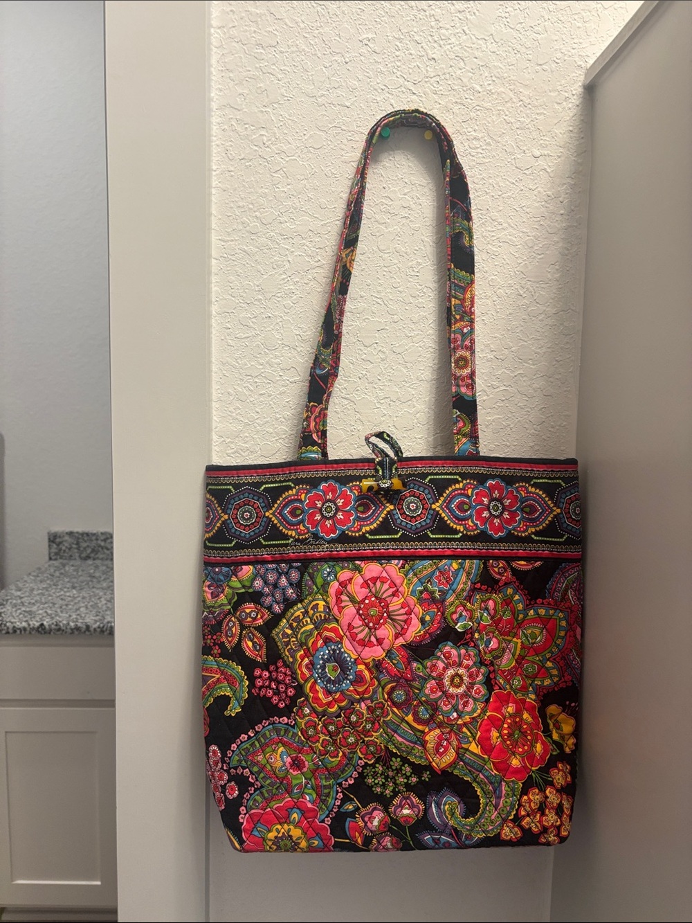 Vera Bradley Floral Paisley Tote Bag in Black